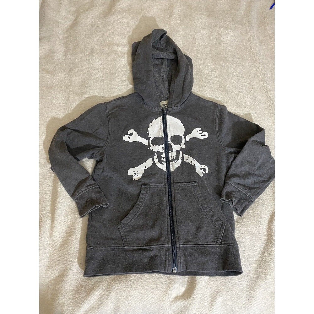 Old Navy Skull An Crossbones Gray Full Zip Hoodie Kids Size X-small 5